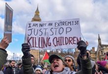 عکس از تظاهرات حامیان فلسطین در شهر لندن